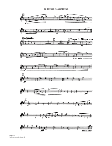 La Procession du Rocio (arr. Alfred Reed) - Bb Tenor Saxophone