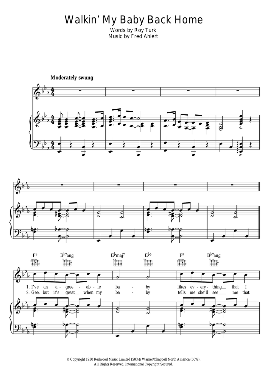 Walkin' My Baby Back Home Guitar scores gallery preview page 1