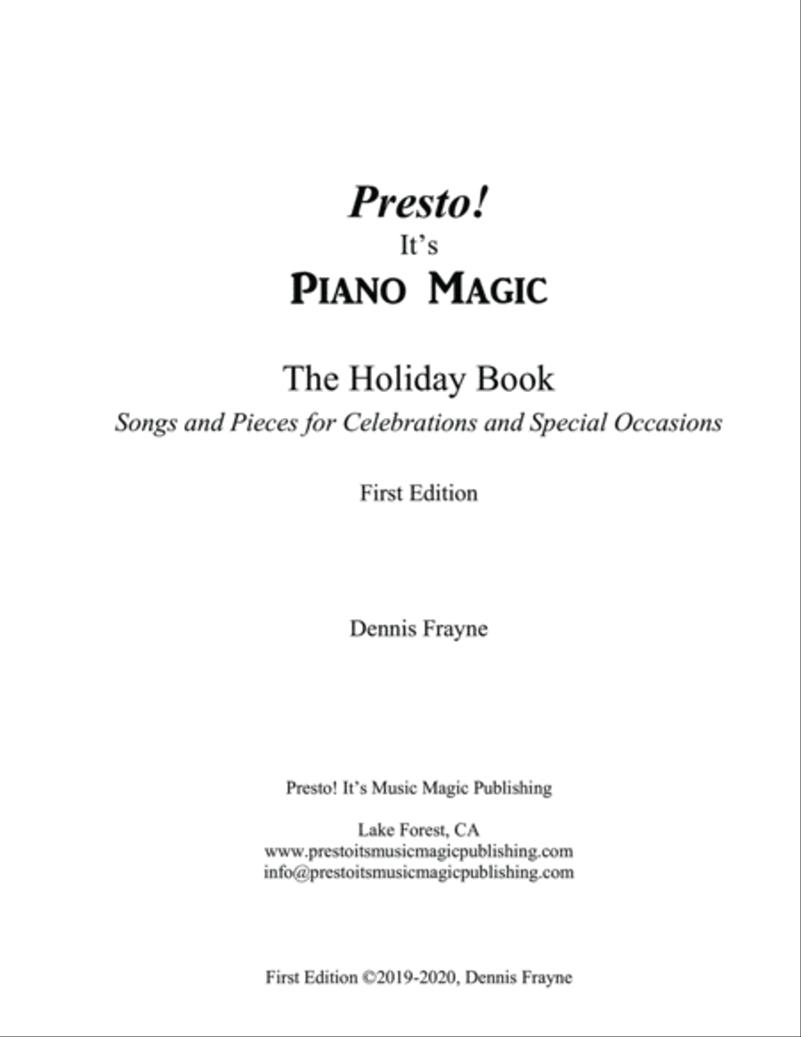 Presto! It's Piano Magic, The Holiday Book