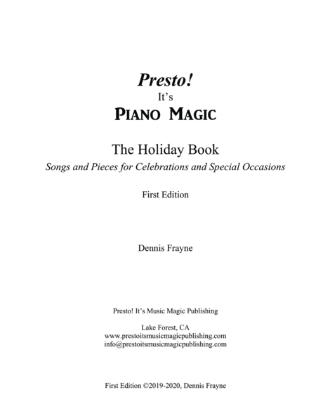 Presto! It's Piano Magic, The Holiday Book