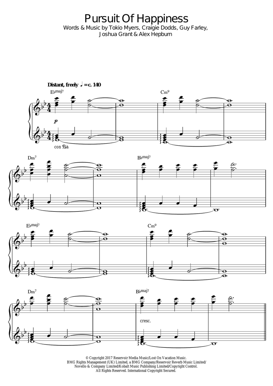 Pursuit Of Happiness Piano Solo scores gallery preview page 1