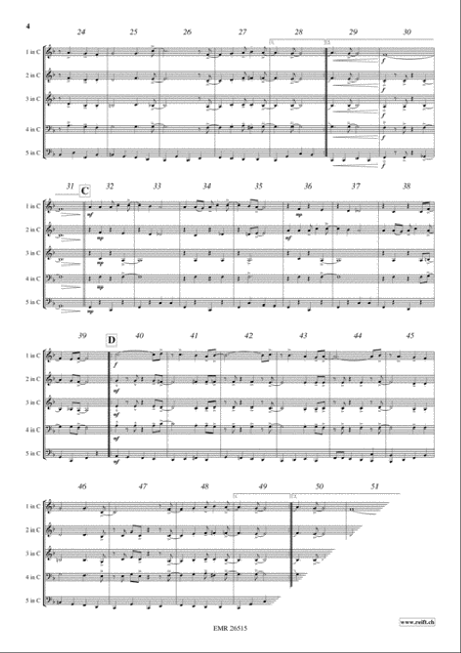 Chrismas Glory Brass Quintet scores gallery preview page 4