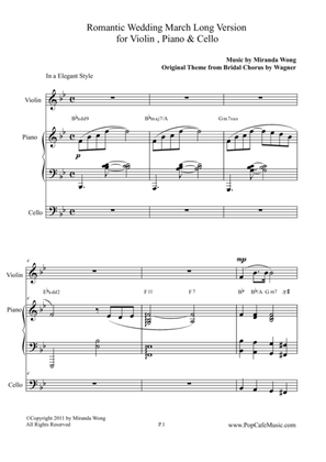 Romantic Wedding March - Long Version for Violin, Piano & Cello