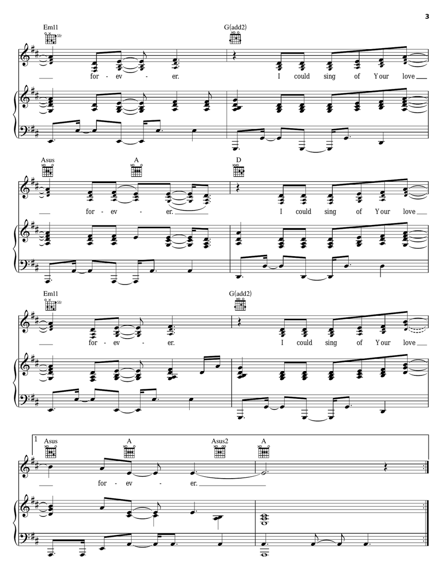 I Could Sing Of Your Love Forever Piano, Vocal, Guitar scores gallery preview page 3