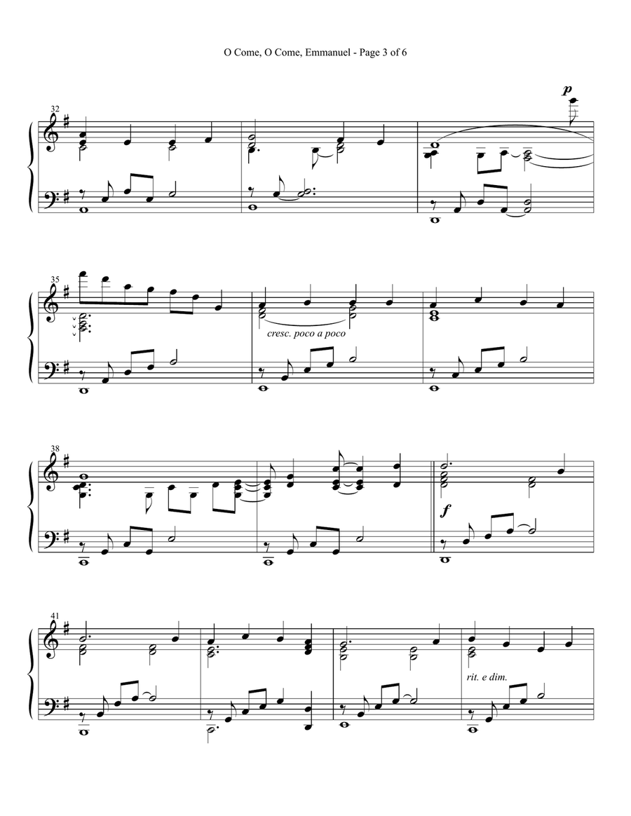 O Come, O Come, Emmanuel (Piano Solo by Eric Carlson) Piano Solo scores gallery preview page 4