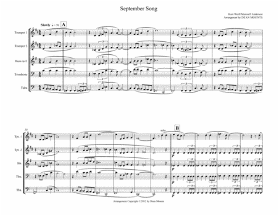 September Song September Song Brass Ensemble scores gallery preview page 1