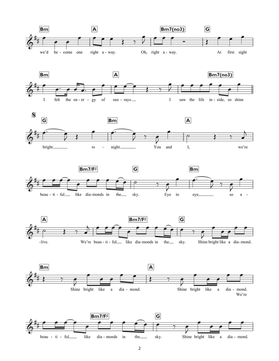 Diamonds Piano Solo scores gallery preview page 2