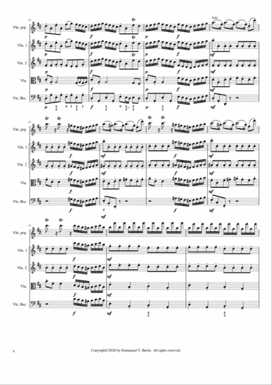 Concerto for Violin in D Major by Emmanuel Burity (1969- ) String Orchestra scores gallery preview page 6