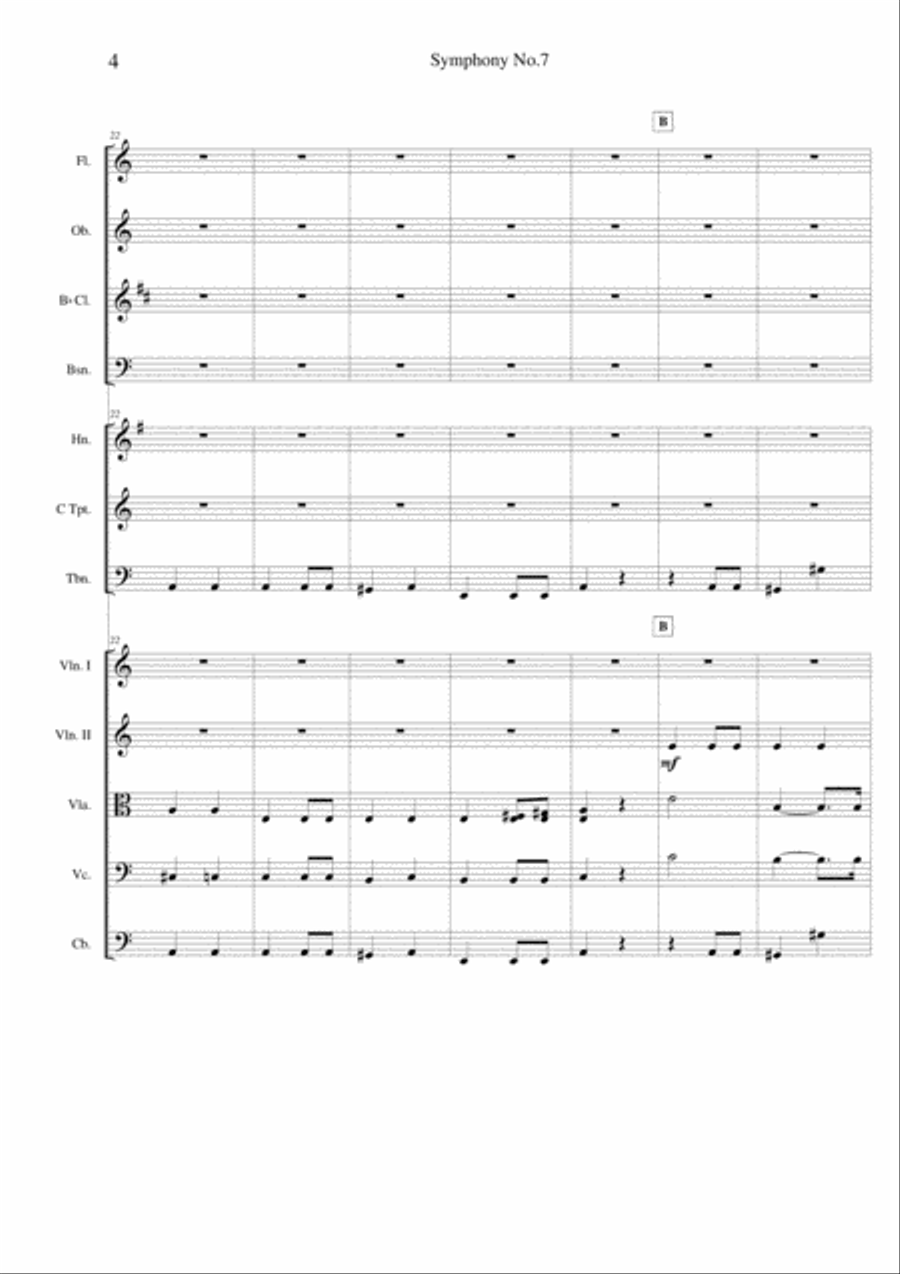 Beethoven's Symphony No 7 2nd Movement - Score and Parts Full Orchestra scores gallery preview page 6