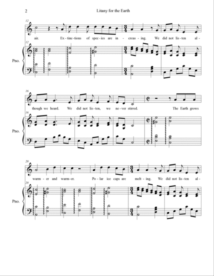 Litany for the Earth Unison Choir scores gallery preview page 2