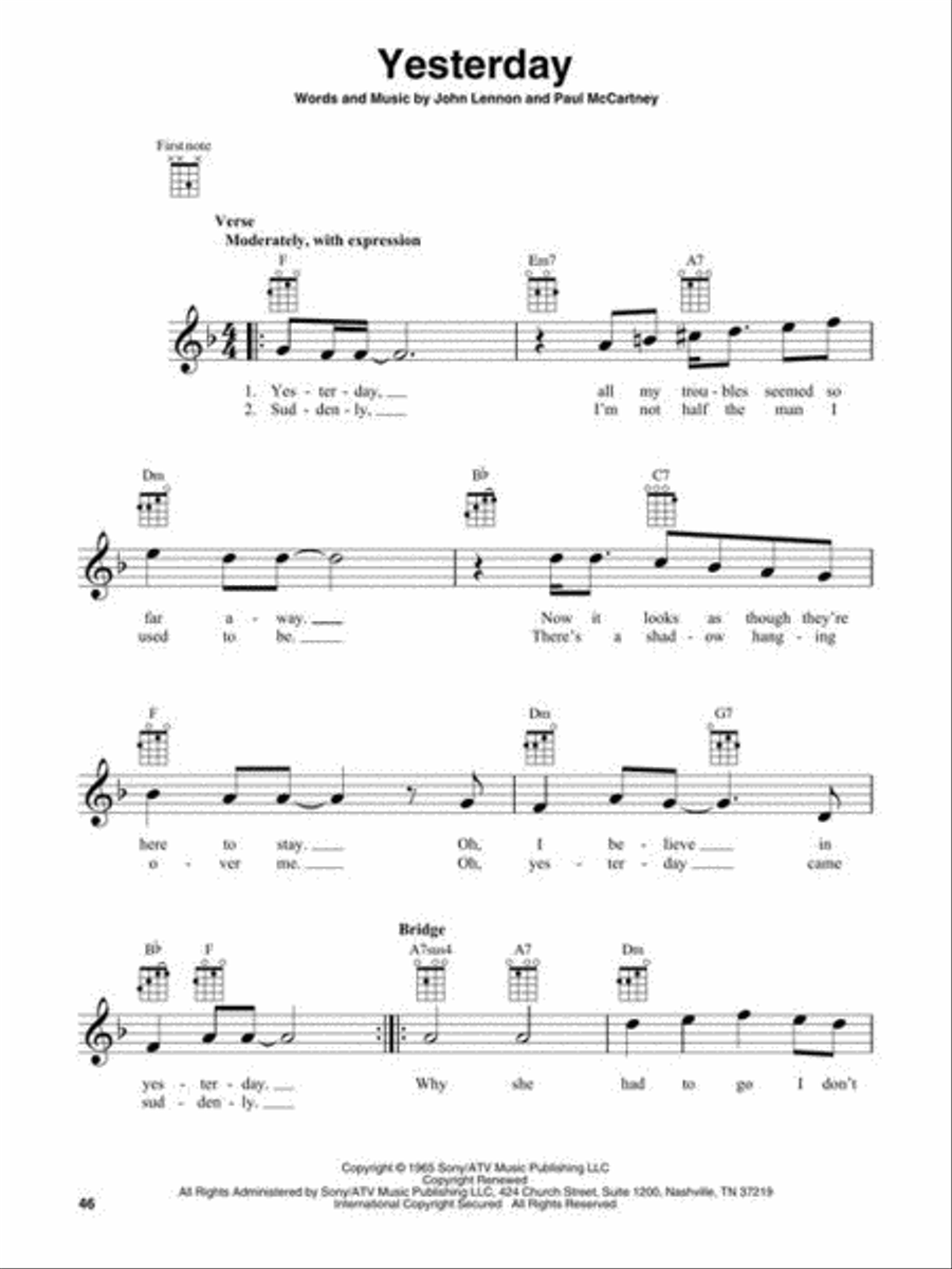 Yesterday Yesterday Ukulele scores gallery preview page 6