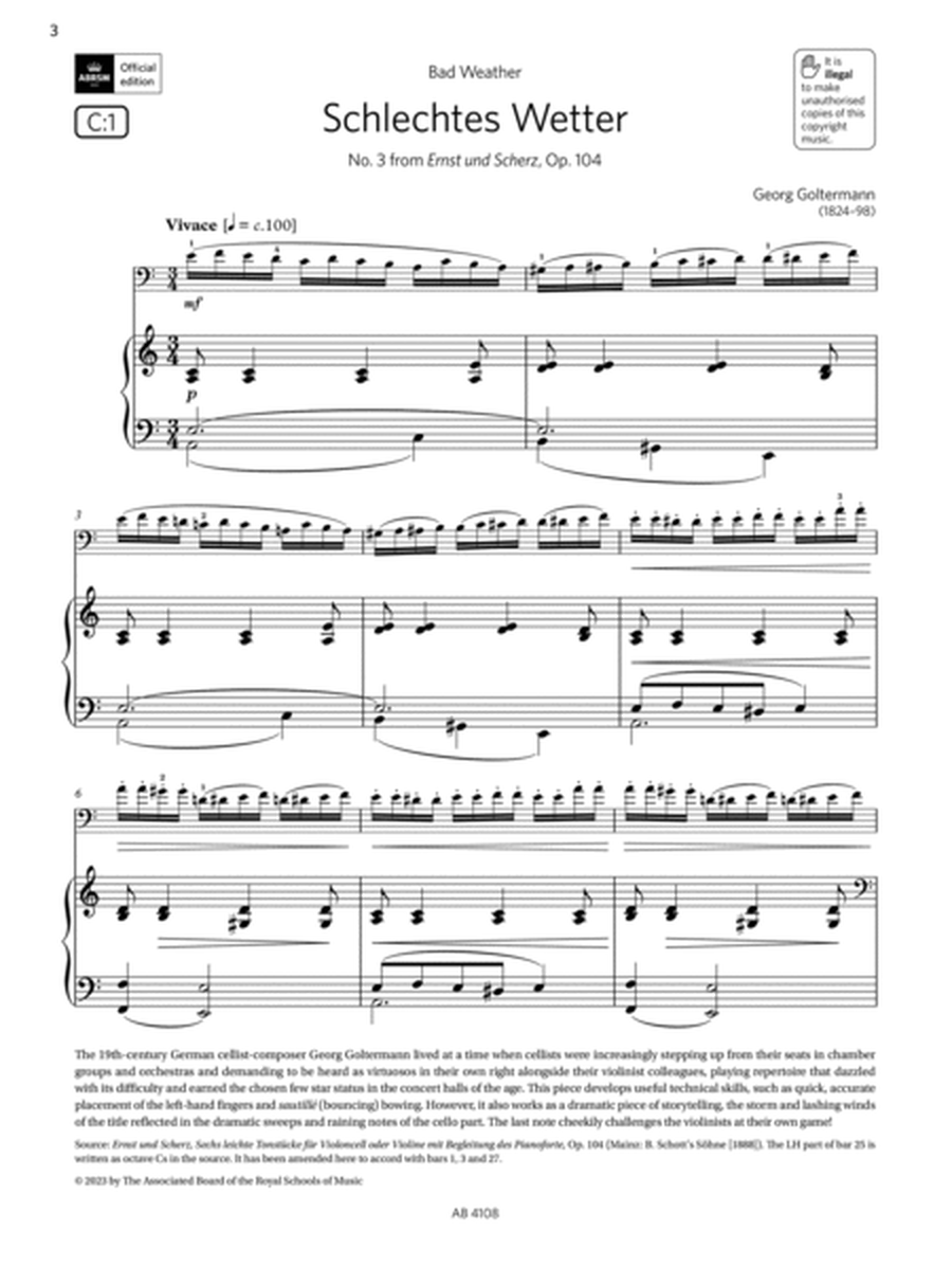 Schlechtes Wetter (Grade 5, C1, from the ABRSM Cello Syllabus from 2024)