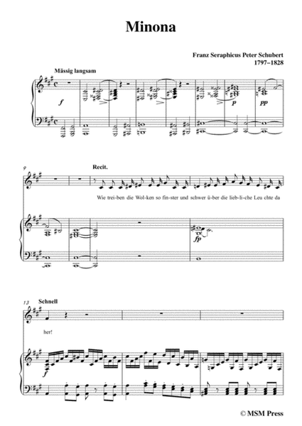 Schubert-Minona,in f sharp minor,for Voice&Piano image number null