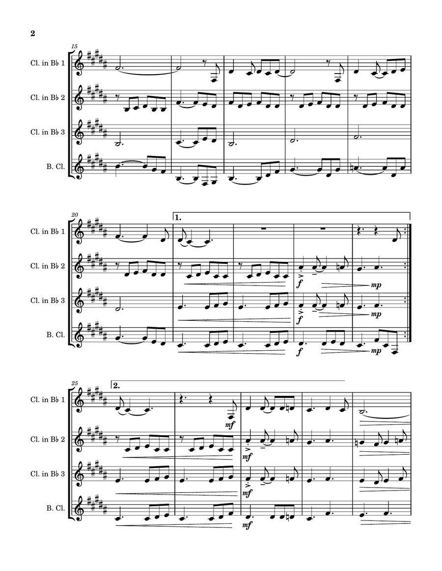 Olivia Newton-John: Hopelessly Devoted To You (The Clarinet Quartet scores gallery preview page 2