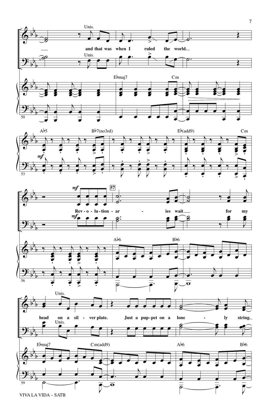Viva La Vida (arr. Mark Brymer) 4-Part scores gallery preview page 6