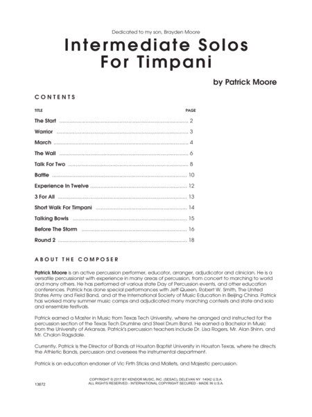 Intermediate Solos For Timpani