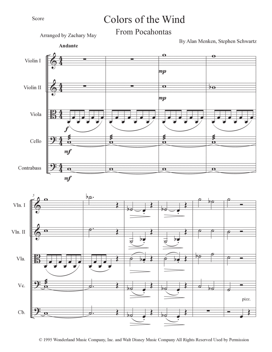 Colors Of The Wind String Orchestra scores gallery preview page 1