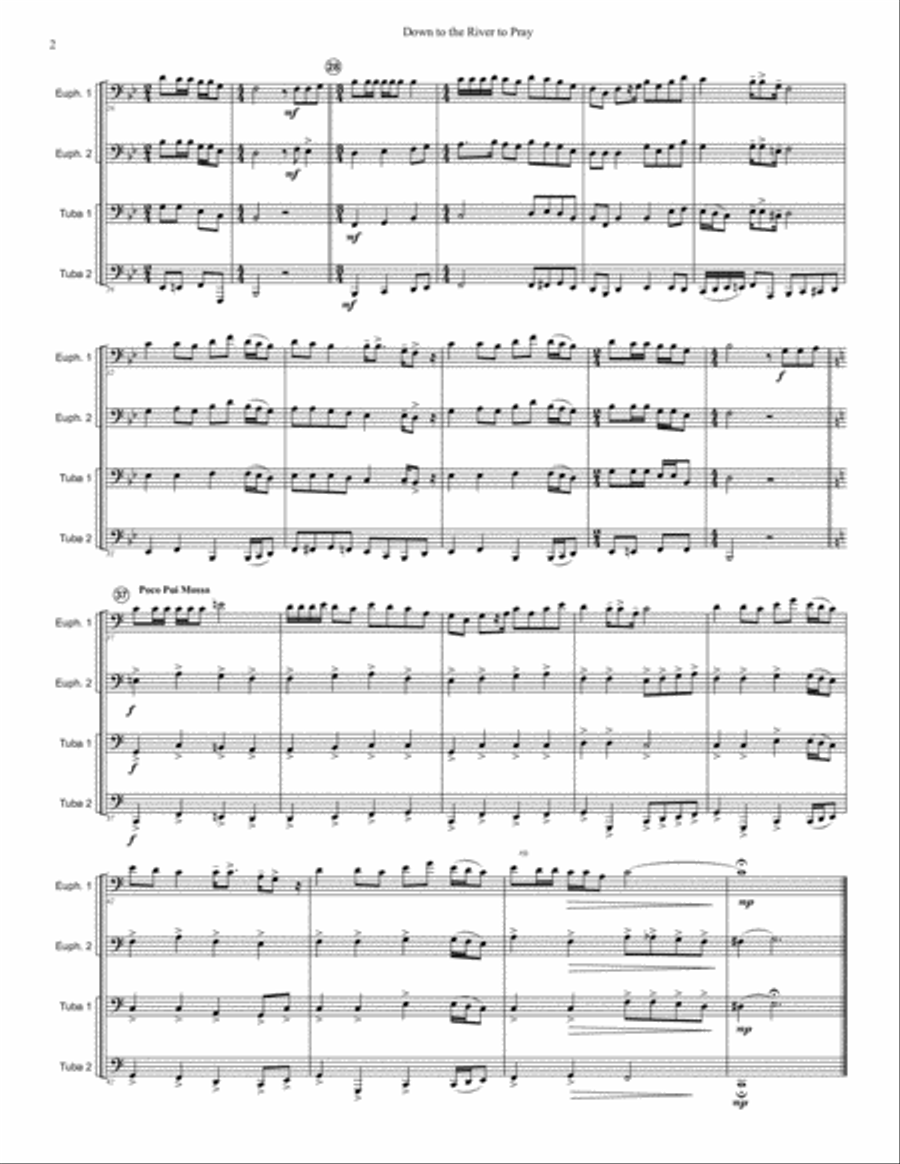 Down in the River to Pray Brass Ensemble scores gallery preview page 2