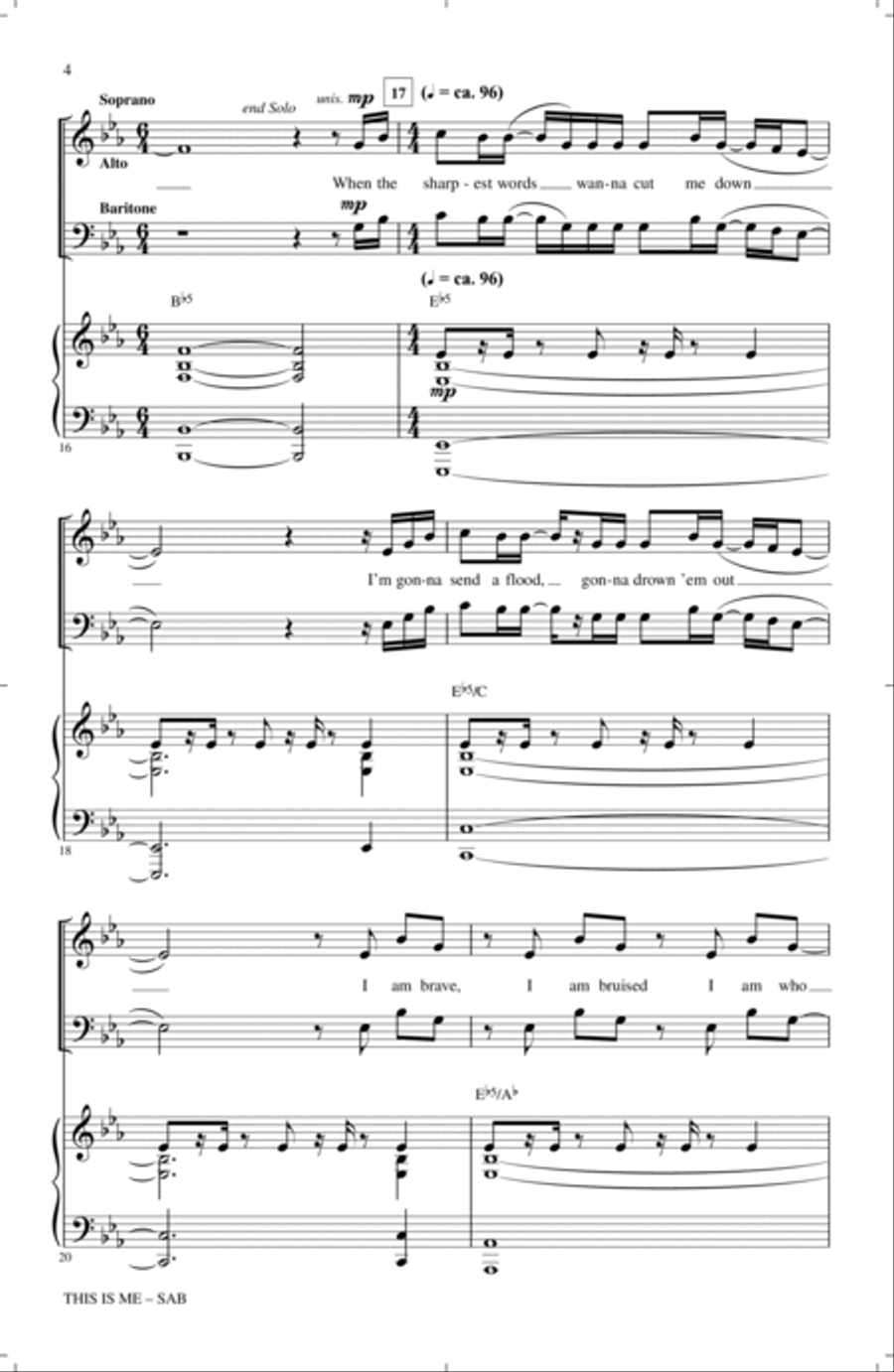 This Is Me (from The Greatest Showman) (arr. Mac Huff) 3-Part scores gallery preview page 3