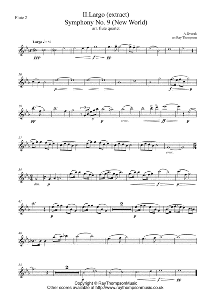 Dvorak: Mvt.II Largo (extract) from Symphony No.9 (New World) Op.95 - flute quartet image number null