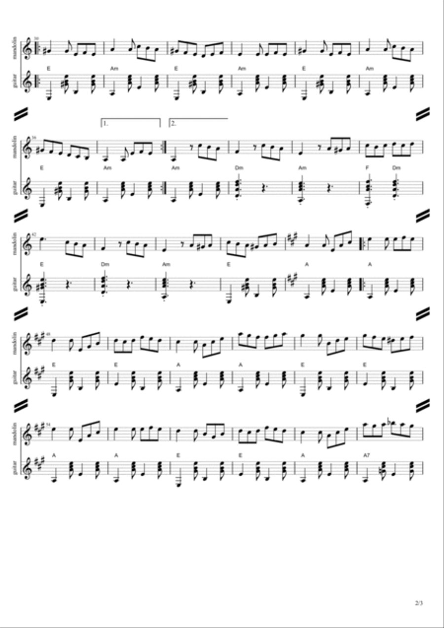 Tarantella di Nicodemo (Siciliana), notes+tabs for mandolin & guitar image number null