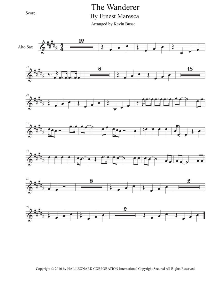 The Wanderer Alto Saxophone scores gallery preview page 1