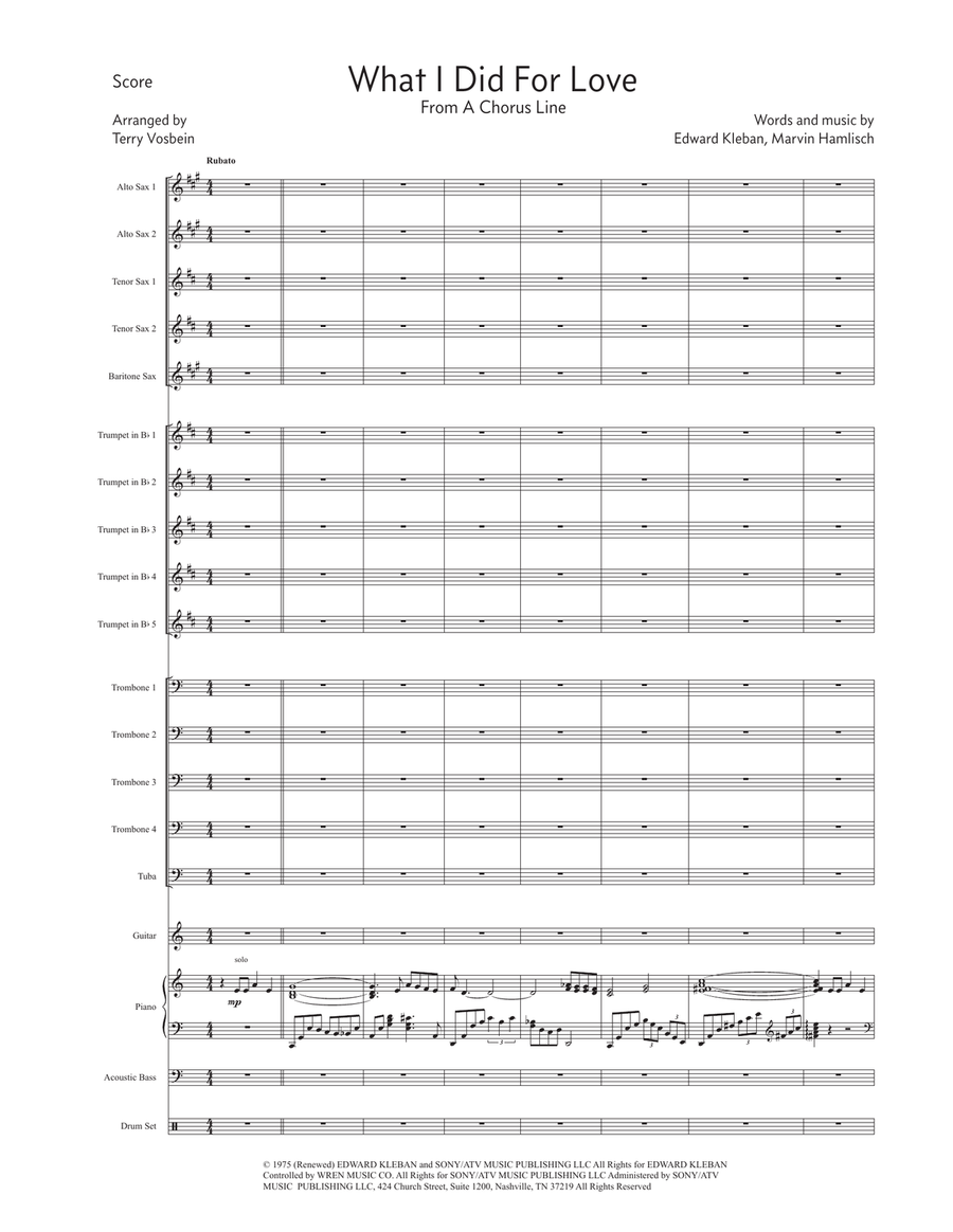 What I Did For Love Jazz Ensemble scores gallery preview page 1