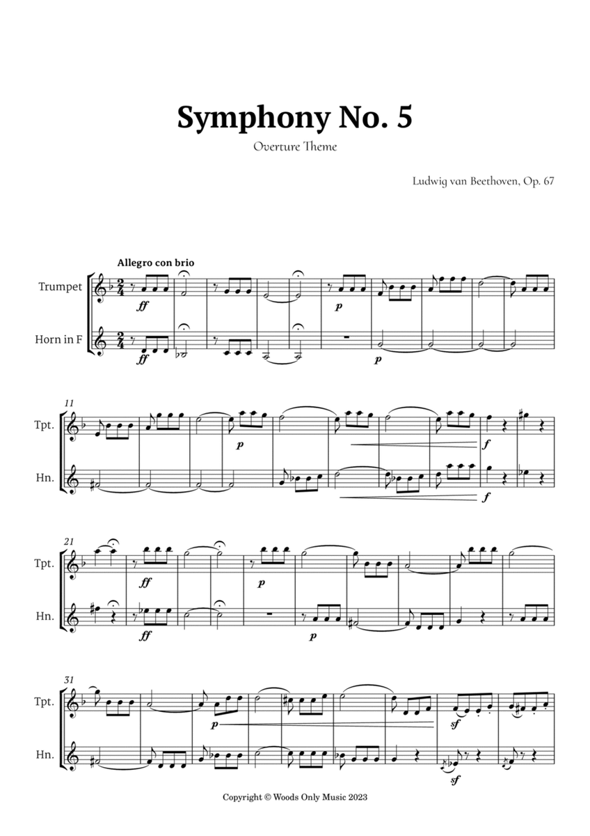 Symphony No. 5 by Beethoven for Trumpet and French Horn Duet image number null
