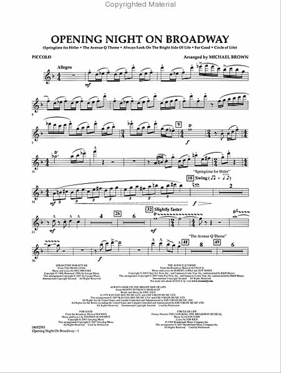 Opening Night on Broadway Concert Band scores gallery preview page 4