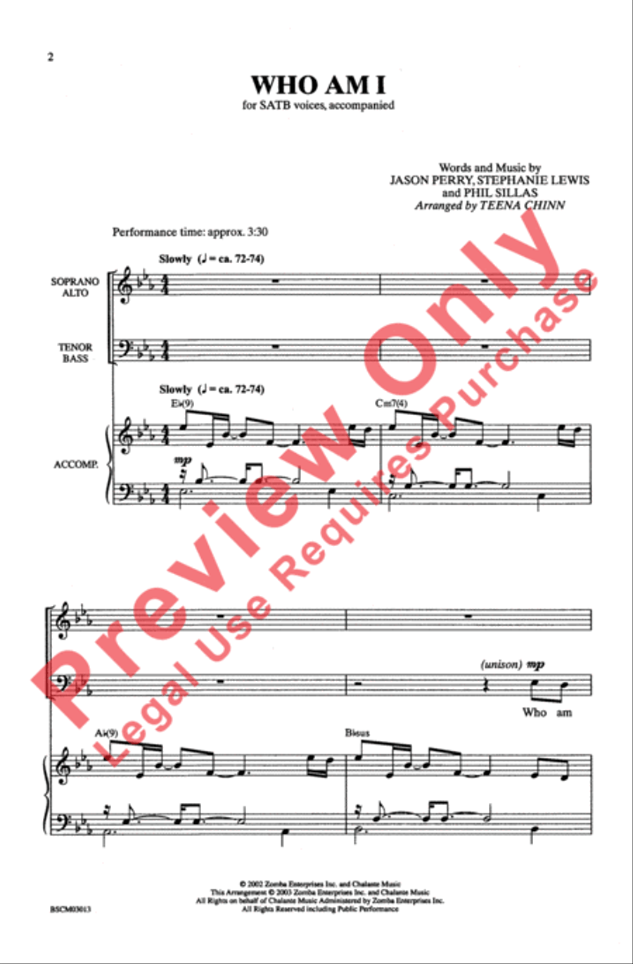 Who Am I - SATB 4-Part scores gallery preview page 2