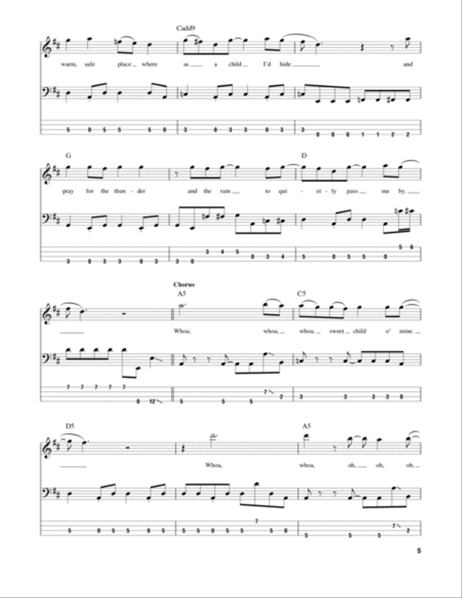 Sweet Child O' Mine Sweet Child O' Mine Guitar Tablature scores gallery preview page 5