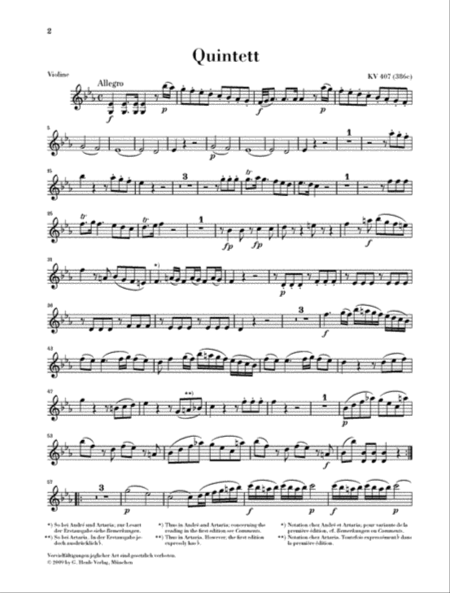 Horn Quintet in E-flat Major K. 407 (386c) Brass Quintet scores gallery preview page 4