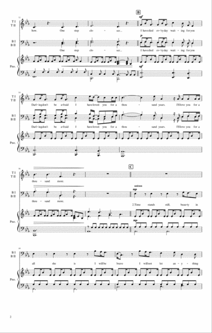 A Thousand Years TTBB scores gallery preview page 3