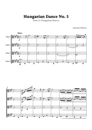 Hungarian Dance No. 5 by Brahms for Viola Quartet