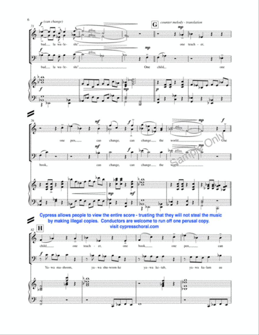 Malala Pakistani Girl 3-Part scores gallery preview page 6