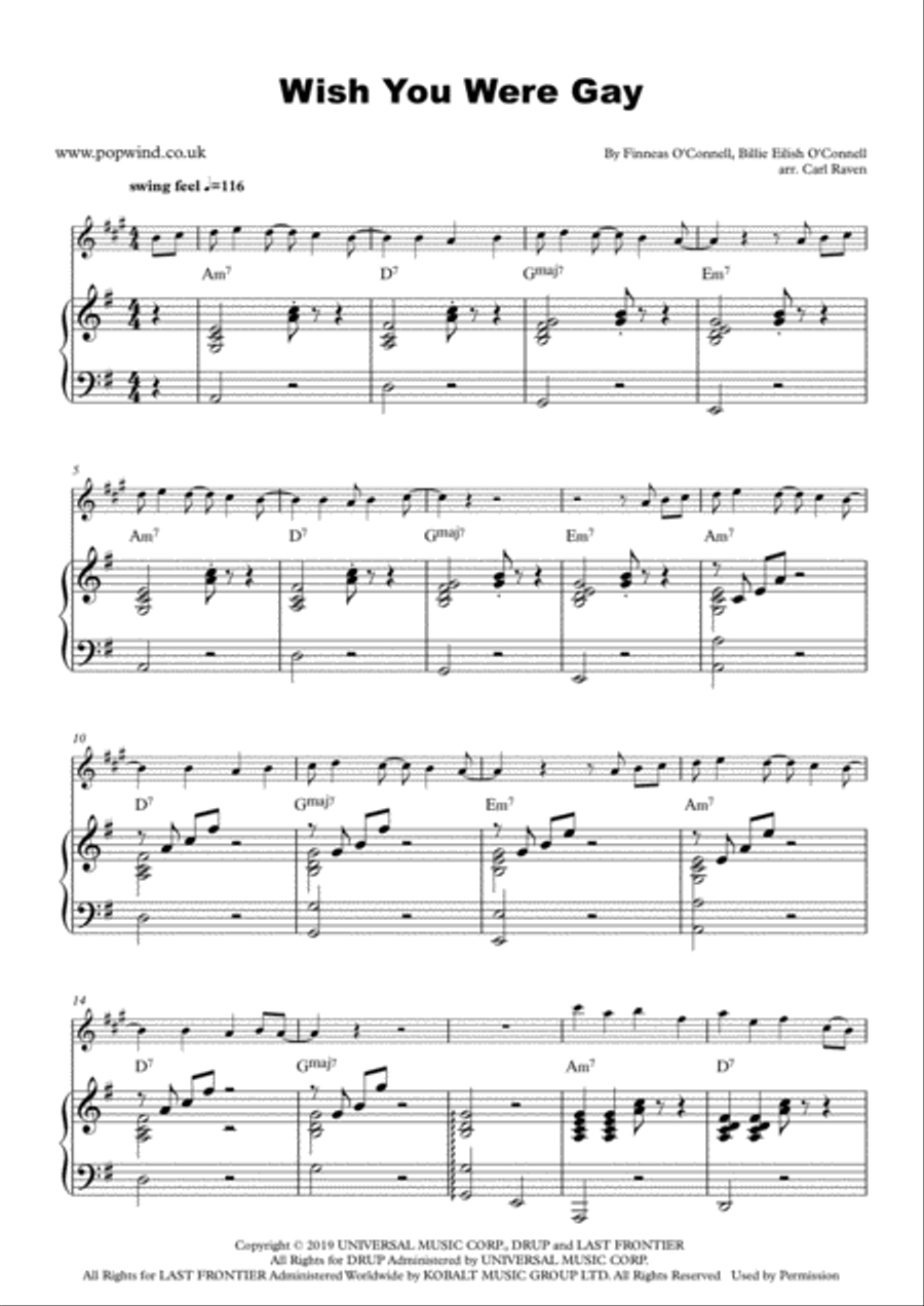 Wish You Were Gay Tenor Saxophone scores gallery preview page 2