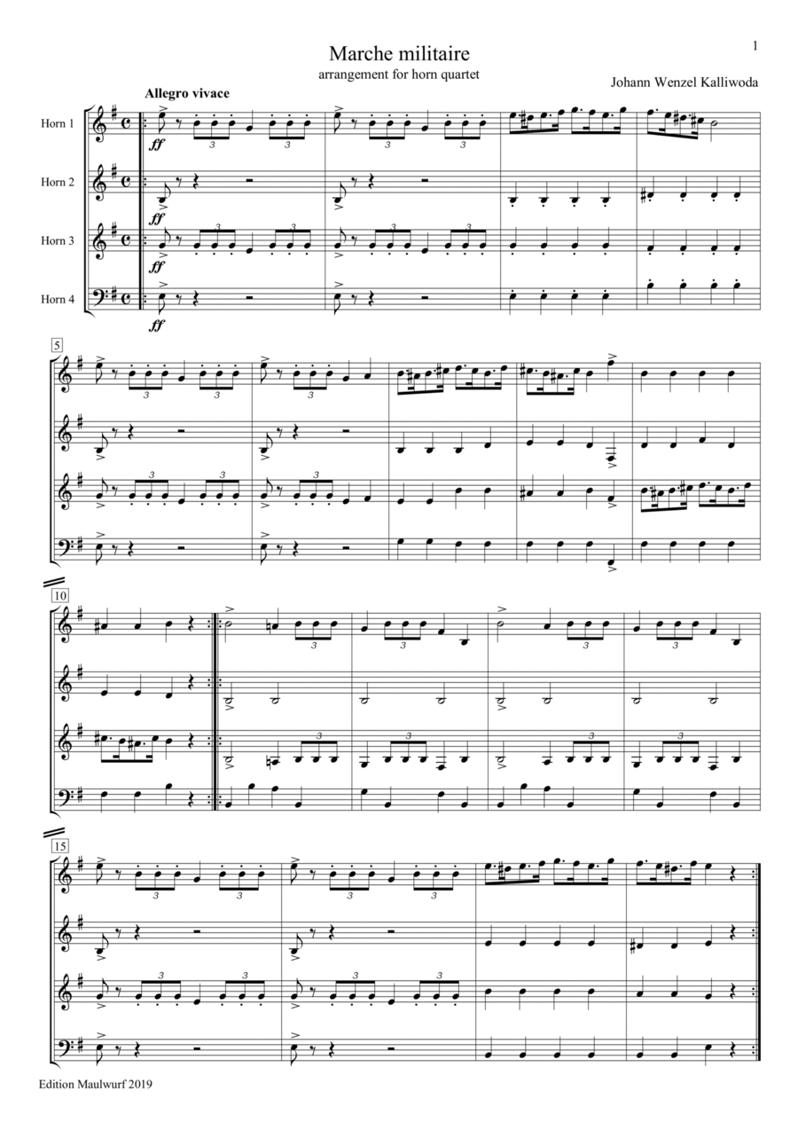 Marche militaire Marche militaire Brass Quartet scores gallery preview page 1