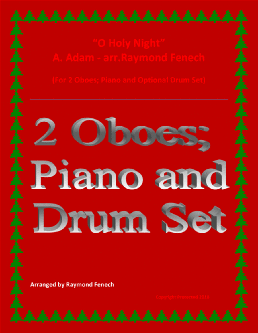 O Holy Night - 2 Oboes, Piano and Optional Drum Set - Intermediate Level Woodwind Duet scores gallery preview page 1