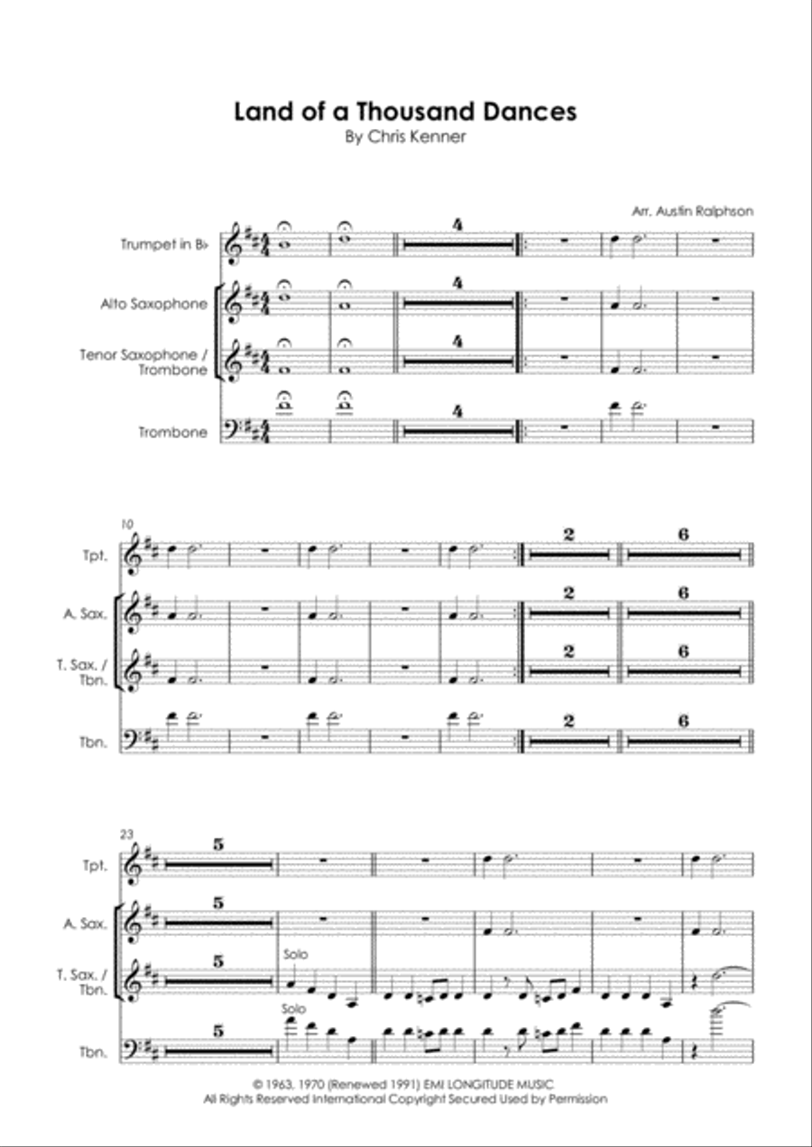 Land Of A Thousand Dances Tenor Saxophone scores gallery preview page 3