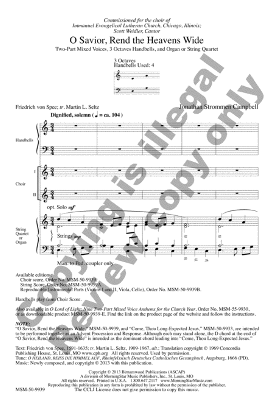 O Savior, Rend the Heavens Wide (Choral Score) image number null