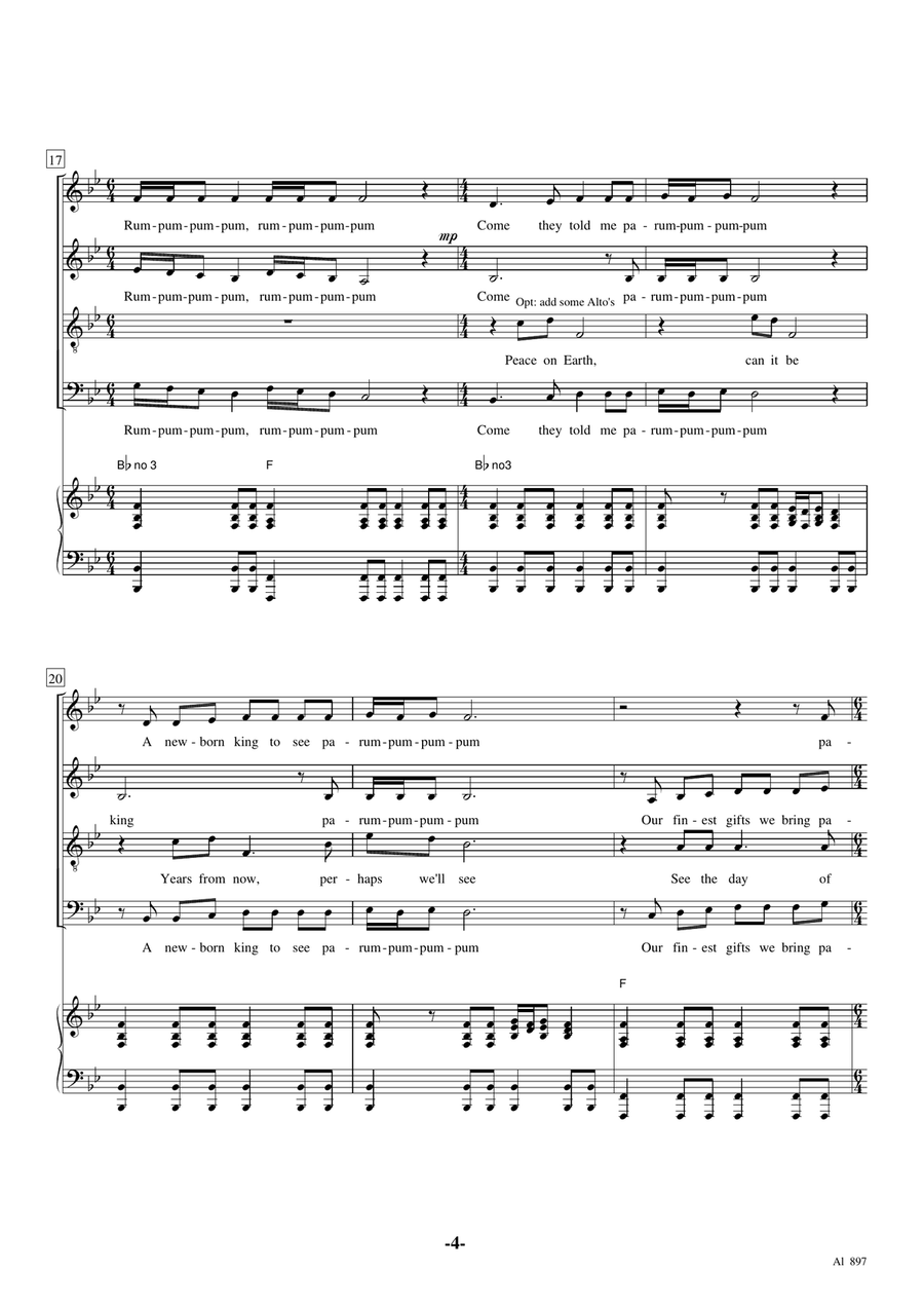 The Little Drummer Boy 4-Part scores gallery preview page 4