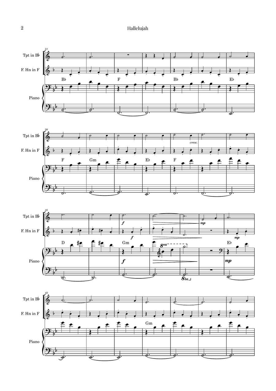 Hallelujah Brass Duet scores gallery preview page 2