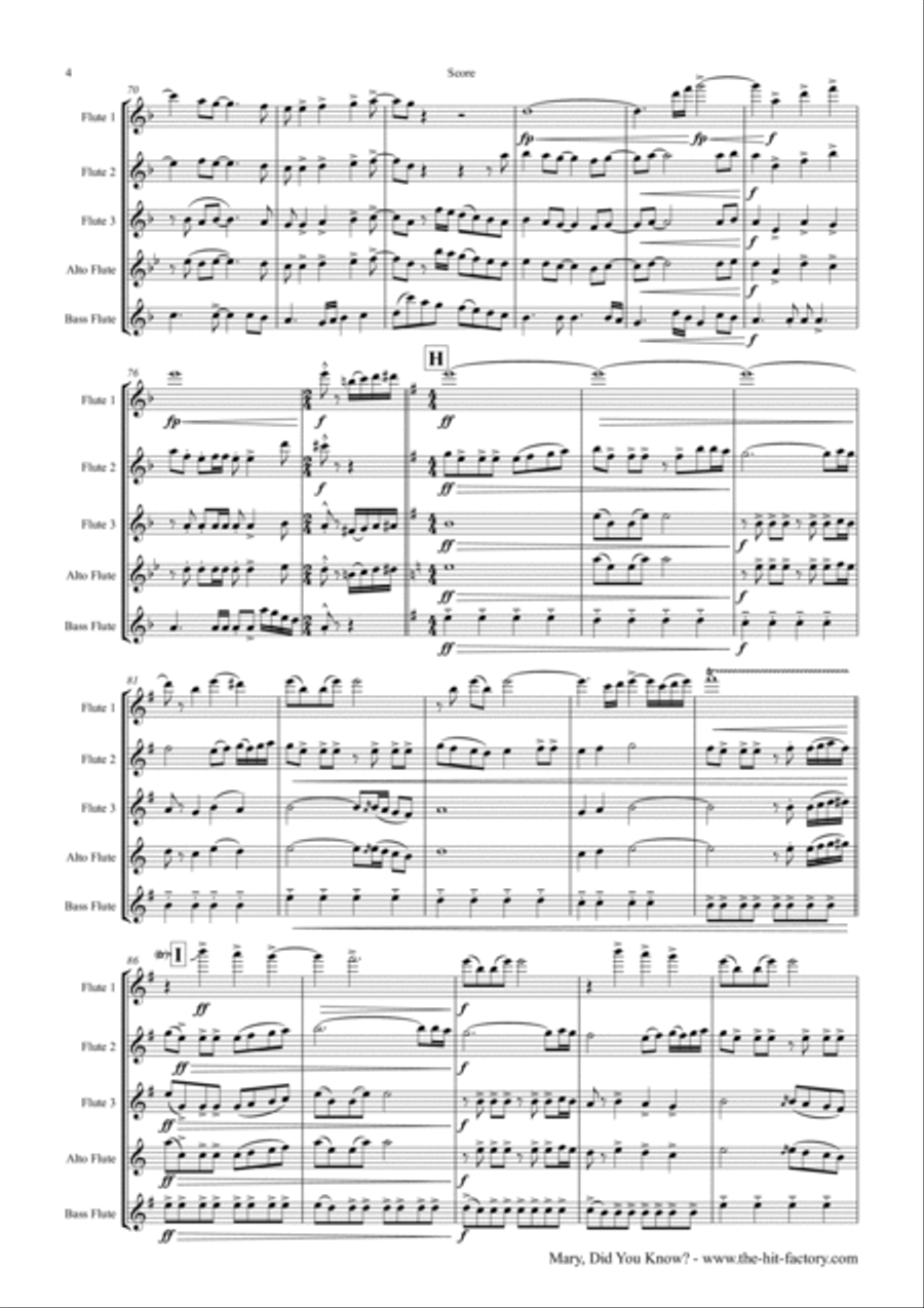 Mary, Did You Know? Flute Quartet scores gallery preview page 4