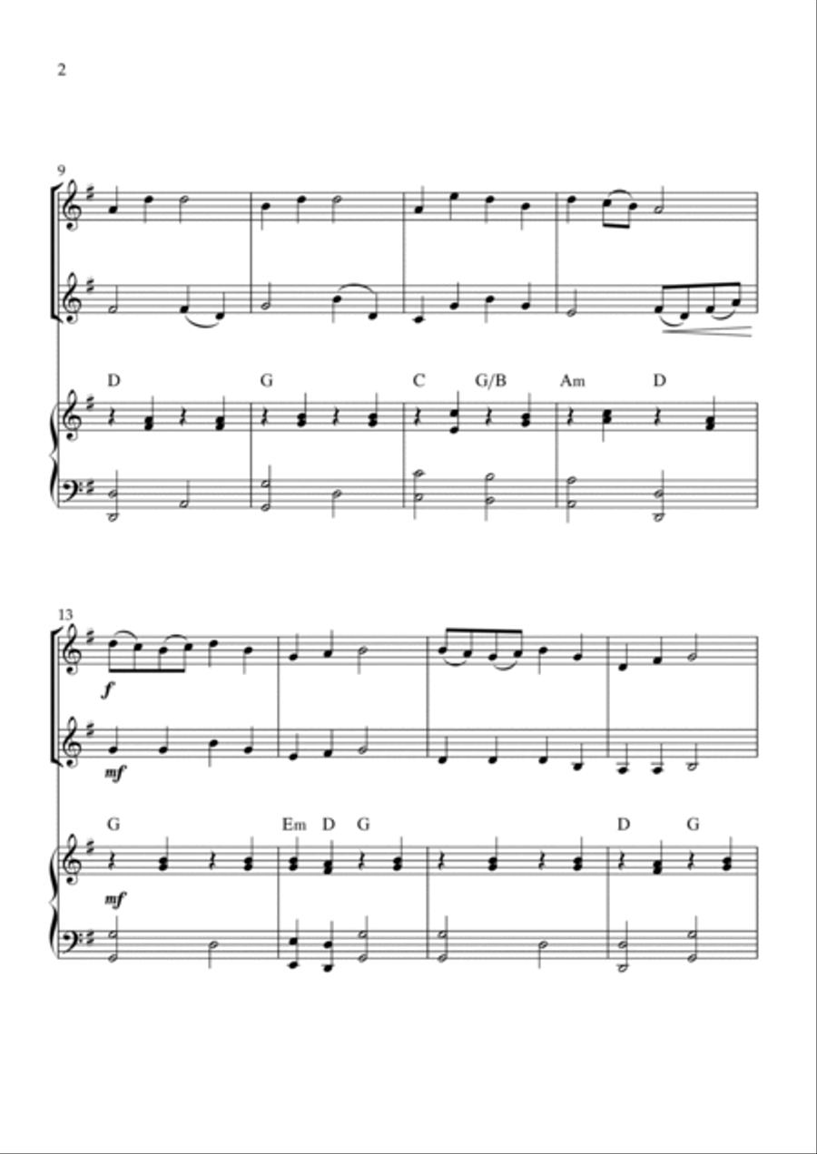 Fröhliche Weihnacht überall String Duet scores gallery preview page 2
