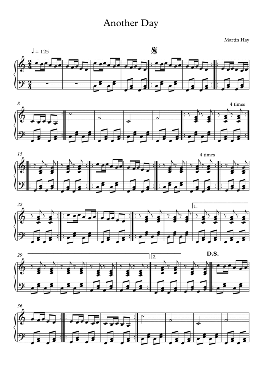 Another Day Piano Solo scores gallery preview page 1