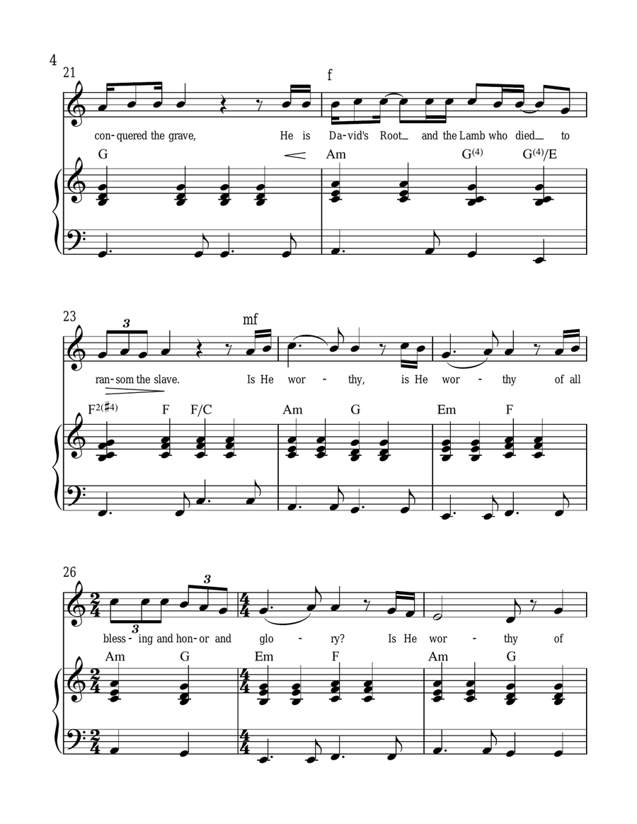 Is He Worthy? Piano, Vocal scores gallery preview page 4