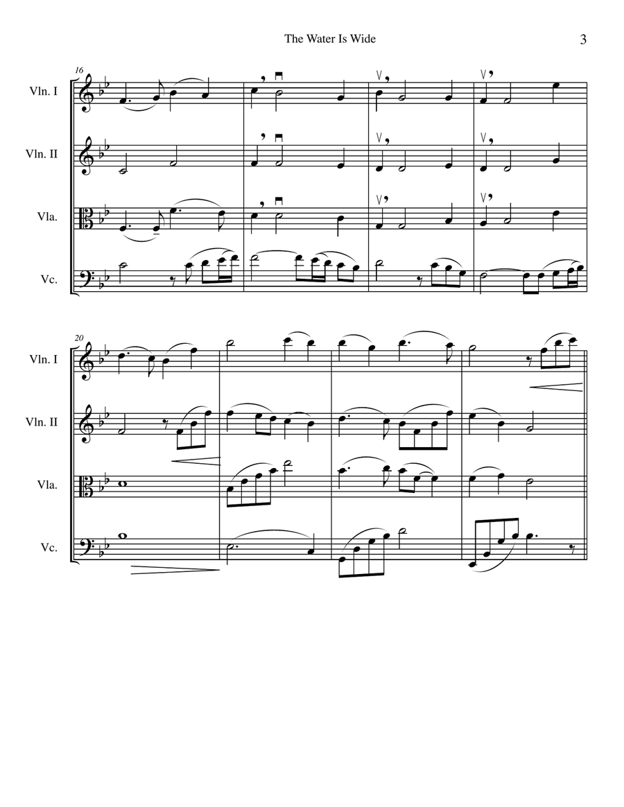 Water Is Wide (WALY WALY) String Quartet scores gallery preview page 3