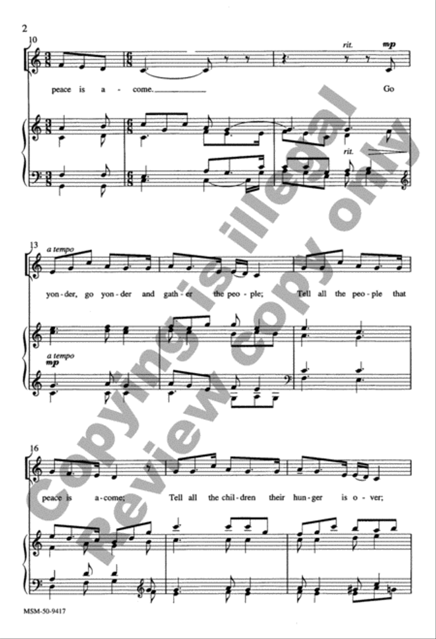 Peace Is A-Come Unison Choir scores gallery preview page 3