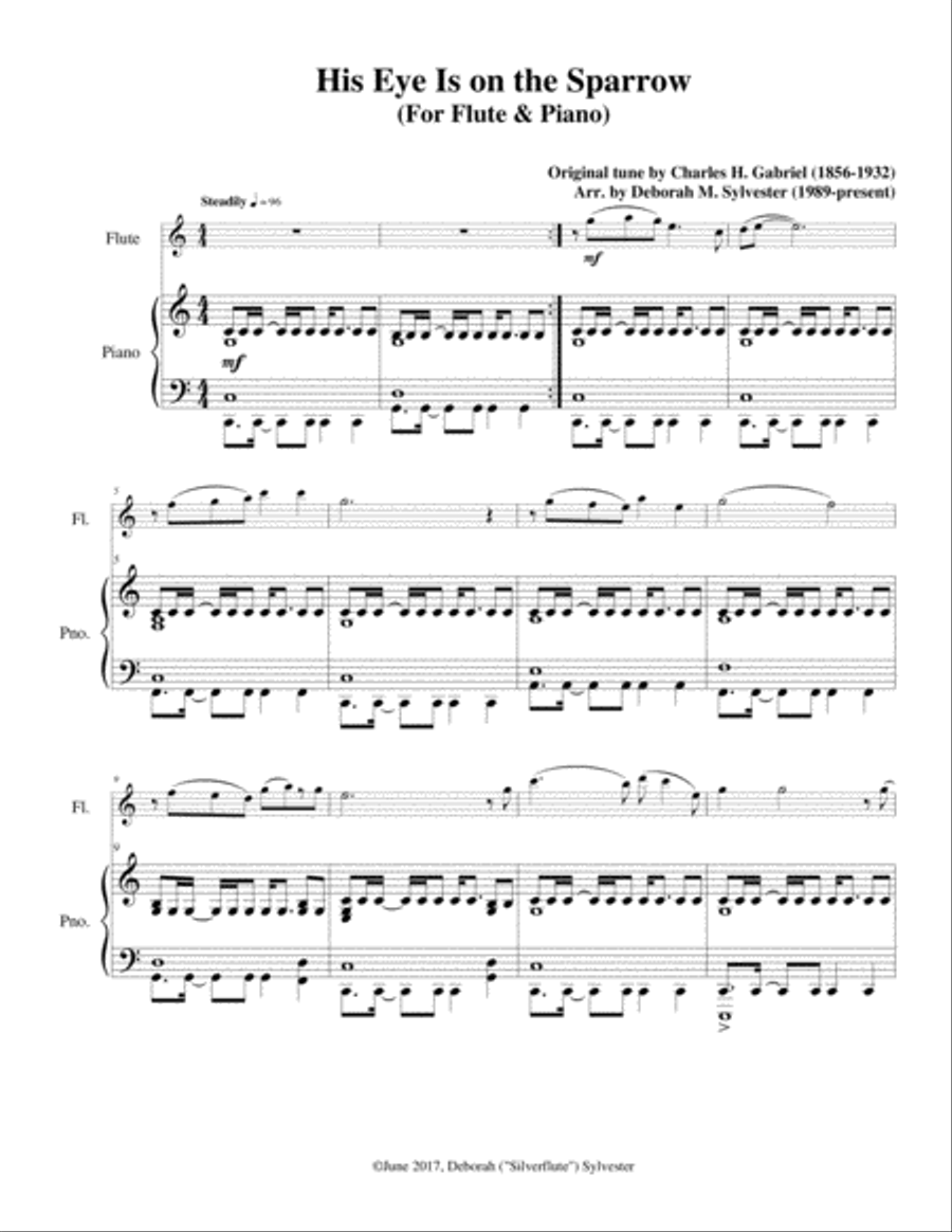His Eye Is on the Sparrow Flute Solo scores gallery preview page 2