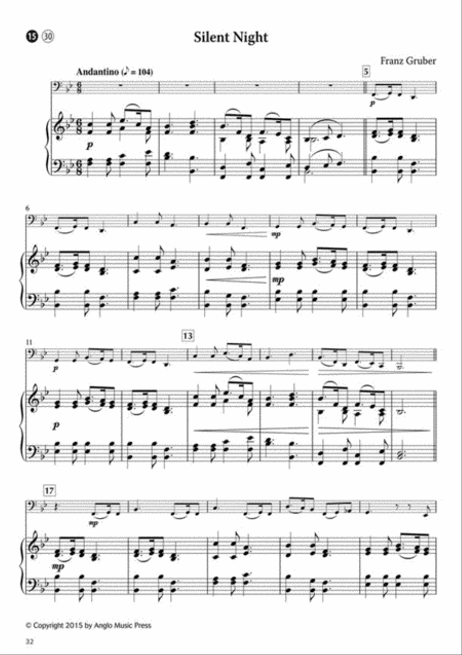 15 Intermediate Christmas Carols Tuba scores gallery preview page 5